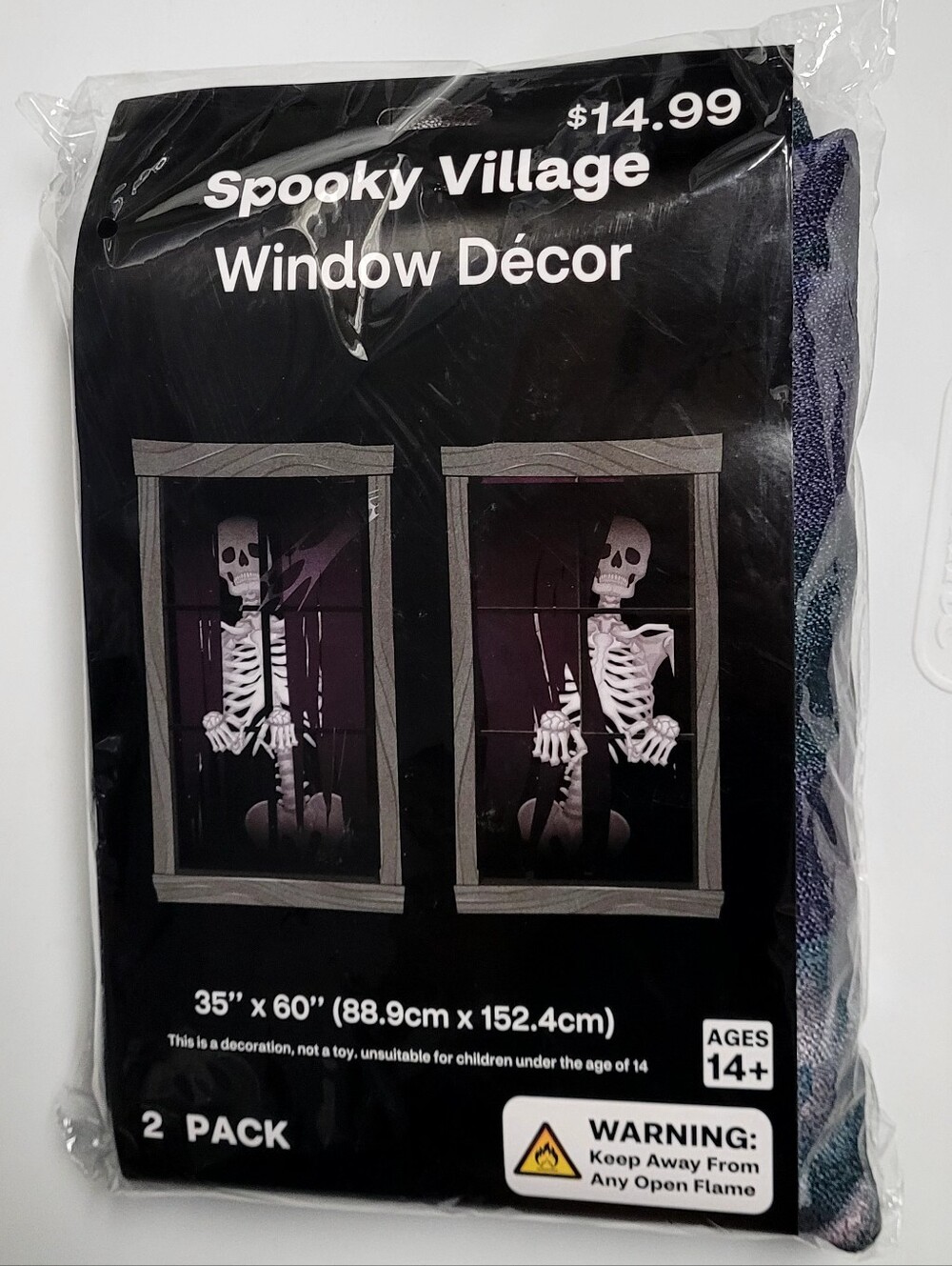 Pack Of TWO! Creepy Fabric Window Decor 35” x 60” Halloween Decoration